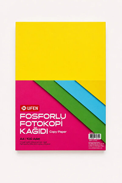 UFEN A4 Fosforlu Neon Fotokopi Kağıdı 100 Adet | Renkli Yazıcı ve Çıktı Kağıdı