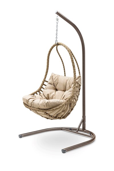 Hier Premium Rattan Salıncak El Örgüsü Bahçe & Balkon & Teras & Ev Salıncağı