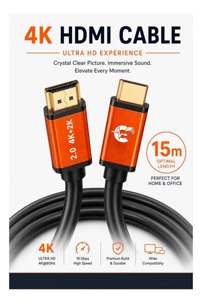 Generic CABLE CONV 4K HDMI 2.0 Cable 15M | 18Gbps High Speed | 4K@60Hz Ultra ...