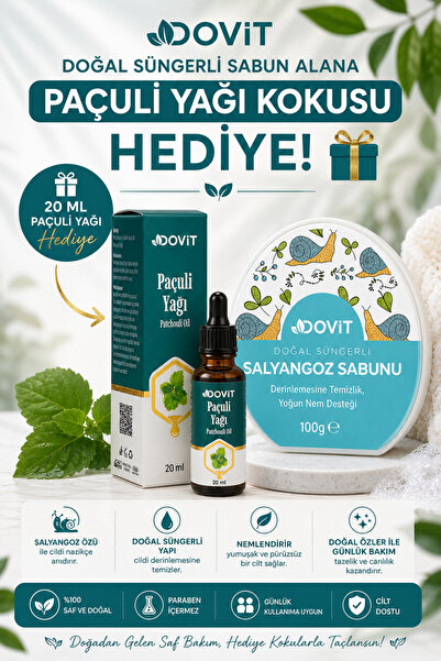 Dovit Natural Sponge Snail Soap + 20 ml Patchouli Oil Gift |   Daily Skin Car...
