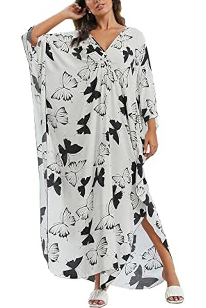 GENERAL Women Caftan Roomy Loungewear Nightgown Beach Dress Cover Ups Robe Sa...