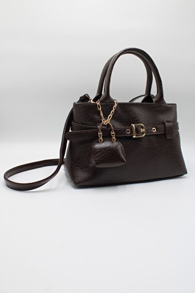 LASSO Women's Brown Belt Detailed Lined Crossbody Bag with Charm Accessories ...