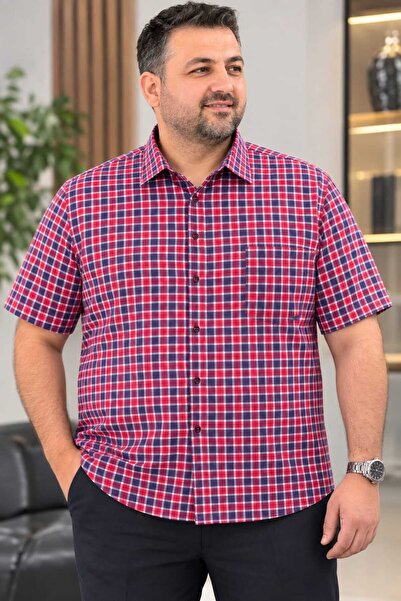ETİQET Plus Size Single Pocket Short Sleeves Men's Shirt 70% Cotton 30% Polye...