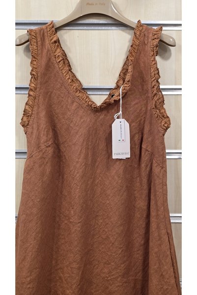 Park Moda Rochie scurtă din in, fără mâneci, italiană