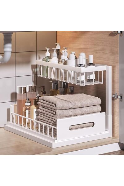GENERAL Under Sink Organizer and Storage Pull Out Cabinet Organizer 2 Tier Sl...