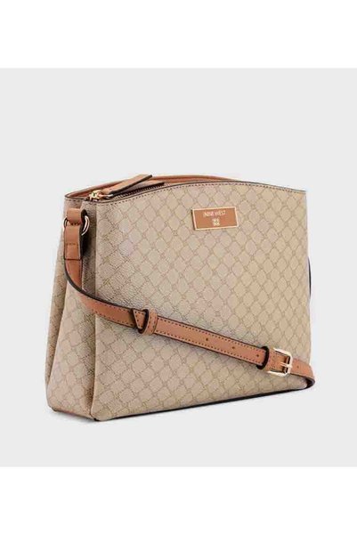 Nine West Monogram Print Brown Women Shoulder Bag
