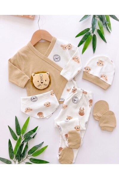 Ege Bebek Baby Boy 100% Cotton 5-Piece Hospital Discharge Bodysuit Set with L...