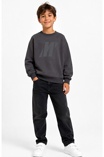 Mavi M6S10201 Pro Logo Printed Kids Sweatshirt Smoked