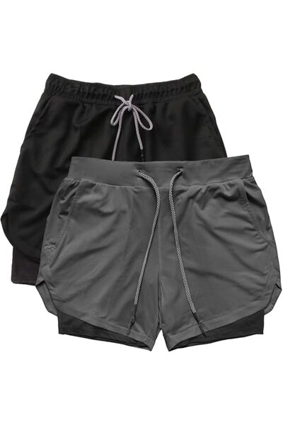Dress Cici Men's 2-in-1 Gym Shorts - 5" Athletic Shorts with Zipper Pockets &...