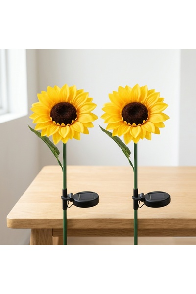 DeaL Set de 2 Lămpi Solare Floarea-Soarelui cu LED RGB — Iluminare Magică pen...