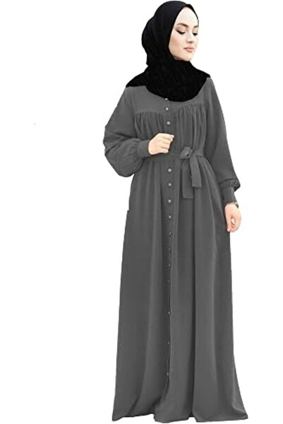 GENERAL Grey Plain Abaya Burqa For Women Modest Wear Islamic Naqab Stylish Du...