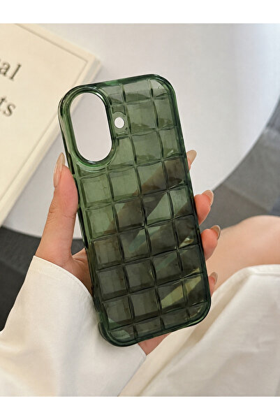 EDELFU iPhone 17 uyumlu - Matcha, Zümrüt Renk Örgülü Şeffaf Sararmaz, Yumuşak...