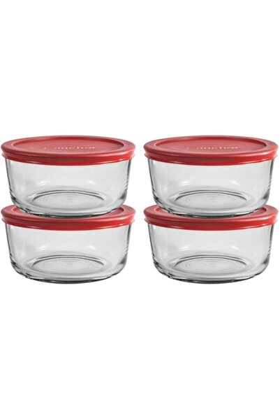 Generic Hocking 8-Piece 4-Cup Round Clear glass Food Storage Containers with ...
