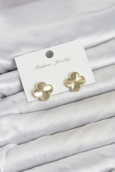SORA GROUP Gold Color Brass Clover Model Women's Earrings