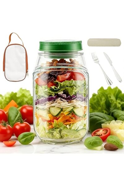 Generic Prep Jars - Side Opening Salad Jar with Lid,Dishwasher Safe Portable ...