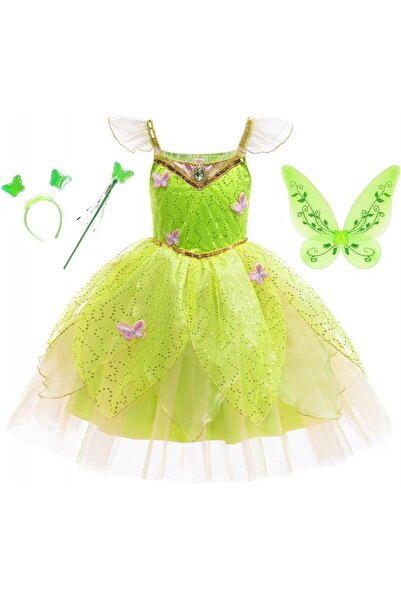 Yalla babY Girls Fairy Princess Dress Wings, Wand & Headband, Green Tinker Co...