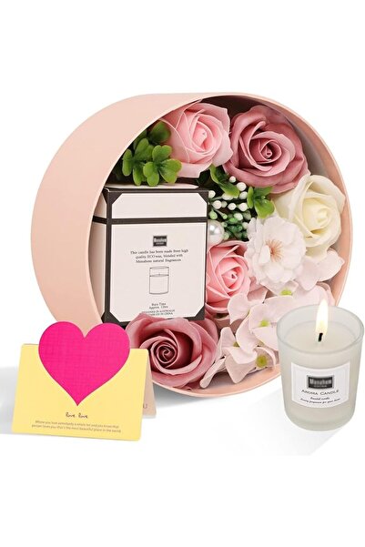 X SPRING شمعة معطرة، مجموعة هدايا من الورود المحفوظة مع شموع العلاج العطري، ر...