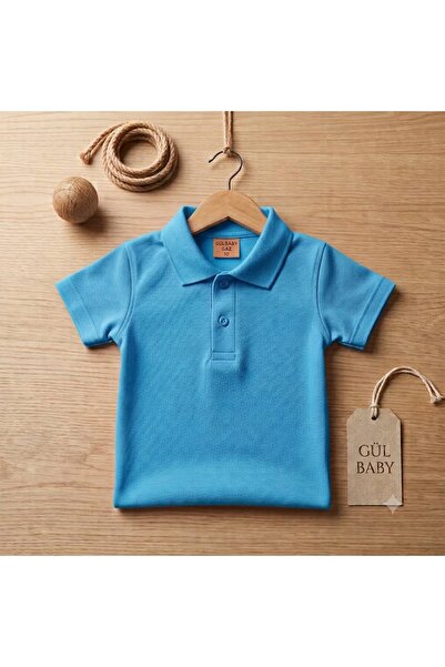 GÜL Baby Cotton Knitwear Polo Collar Girls' and Boys' School T-Shirt Short Sl...