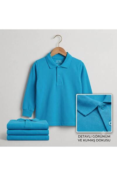 GÜL Baby Cotton Tricot Polo Collar Girls' and Boys' School T-Shirt with Sleeves