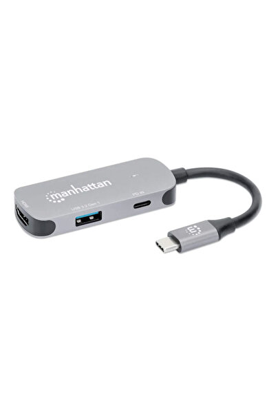 MANHATTAN Σταθμός σύνδεσης USB-C με HDMI 4K PD Γκρι (130707)