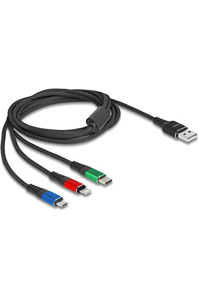 DELOCK Κανονικό καλώδιο USB σε Lightning / micro USB / Type-C 2μ (90156)