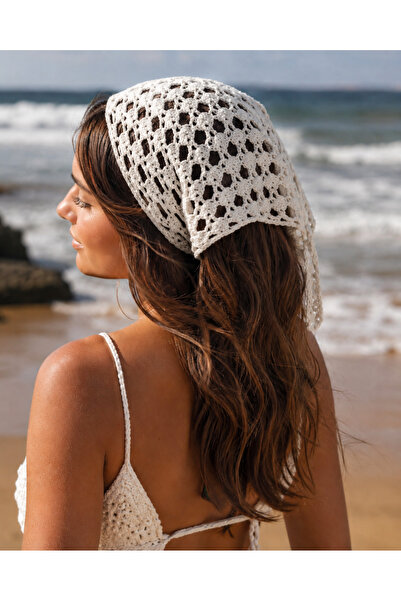 İpeksi Collection Women's Knitted Bandana Summer Perforated Knitwear Hair Ban...