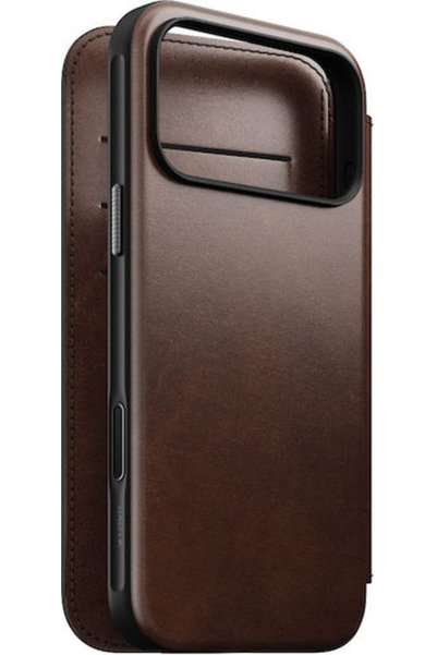 Nomad Θήκη Πορτοφόλι Δερμάτινη / Σιλικόνης 2mm Καφέ (iPhone 17 Pro)