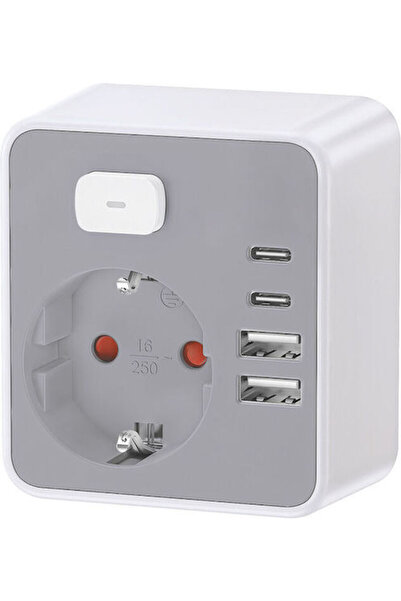 Technik Μονή πρίζα με 2 USB-A, 2 USB-C, διακόπτη και καλώδιο 0,38μ. Κωδικός: ...