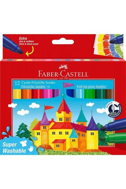 Faber Castell Φάμπερ-Καστέλ Πλενόμενοι Μαρκαδόροι Σχεδίου, Παχύ Σετ 12 τεμαχί...