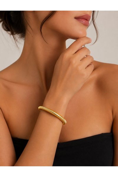 ELANORAFORYOU Gold Twisted Steel Bracelet – Modern Design Women's Bracelet