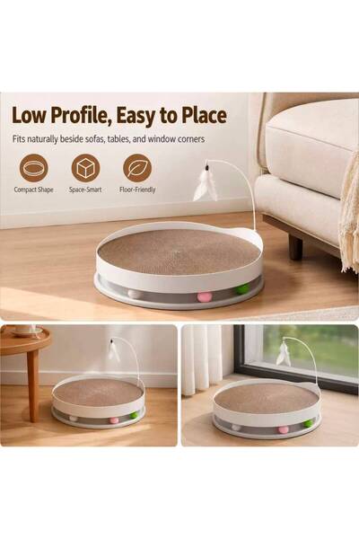 HESPERUS Multifunctional Cat Scratching Board and Bed |   Round Cat Play and ...