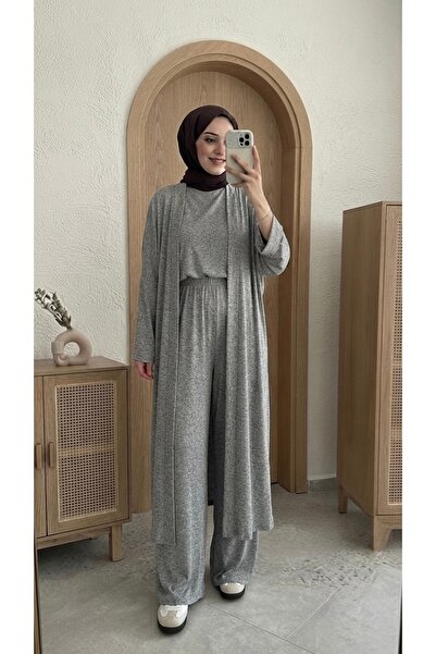 The Hench Basic Yandan Yırtmaçlı Üçlü Kimono Takım
