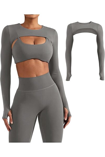 GENERAL YEOREO Women Crop Top Long Sleeve Bolero Open Front Workout Cropped S...
