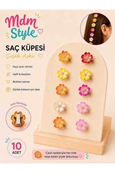 mdm style Set of 10 Hair Clips – Mini Clip Set with Colorful Flowers, Daisies...