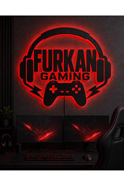 TEKNOKUTUM TEKNO KUTUM Kişiye Özel İsimli LED Oyuncu Tablosu, Gaming Gamer Odası Duvar Dekoru, Renk Seçenekli Işıklı Duvar Süsü, Oyuncuya Özel Hediye