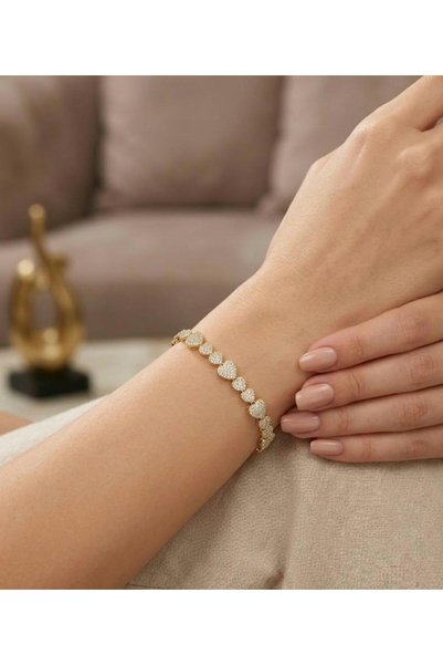 Generic Brand Bracelet with Hearts and Zircon Stones