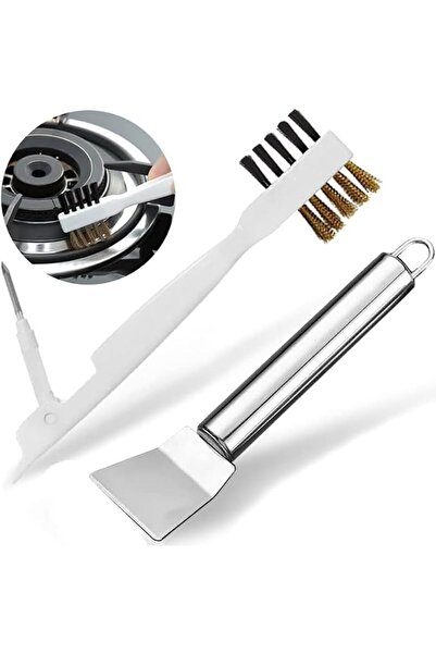 KASTWAVE Kitchen Stove Cleaning Brush and Scraper Tool Set, Heavy Duty Brass ...