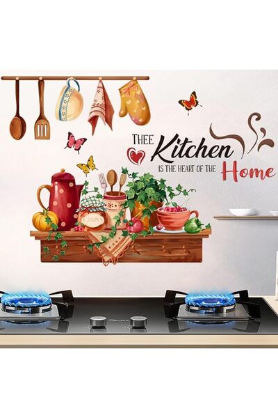 GENERAL Kitchen Wall Stickers, Removable Vinyl Decals with Kitchenware & Butt...