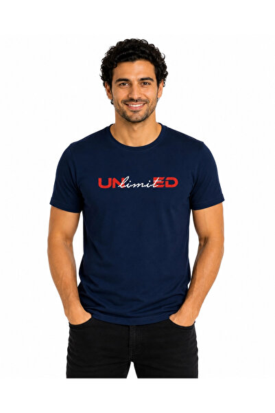 ETİFA Unlimited Premium Unisex T-Shirt 100% Cotton Modern Navy Blue T-Shirt