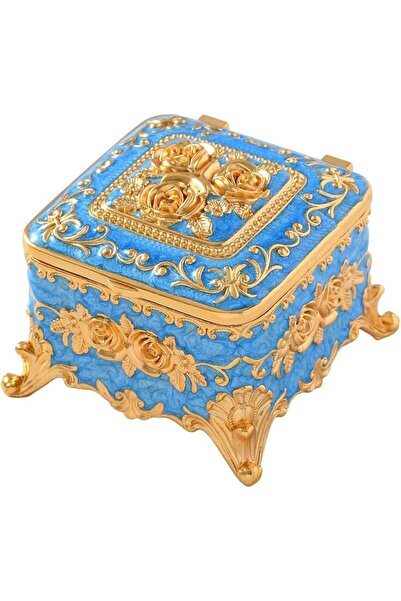 NALACAL Vintage Jewelry Box, Gold Square Treasure Ring Box, Small Metal Trink...