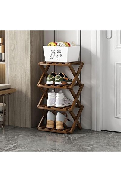 Yelajoy Shoe Rack, Bamboo Foldable Shoes Organizer Free Standing Shelf for En...