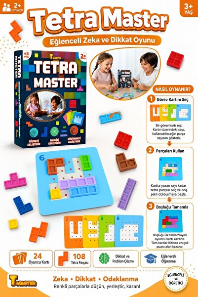 Tmaster Tetra Master Eğitici Zeka ve Dikkat Oyunu – Tetra Parçalarıyla Şekil ...
