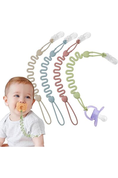 GENERAL Pacifier Clip - 4 Pack Silicone Pacifier Holder with One Piece Beads ...