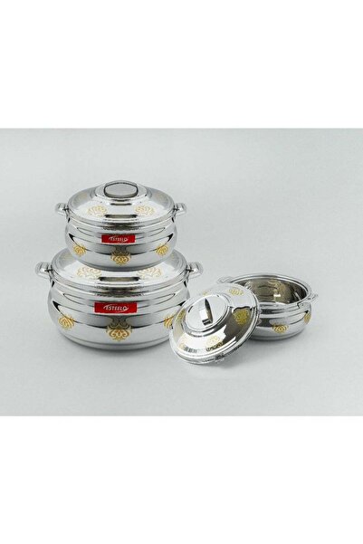Esteelo 3-piece stainless steel food container set, multiple sizes (2/3/4 lit...