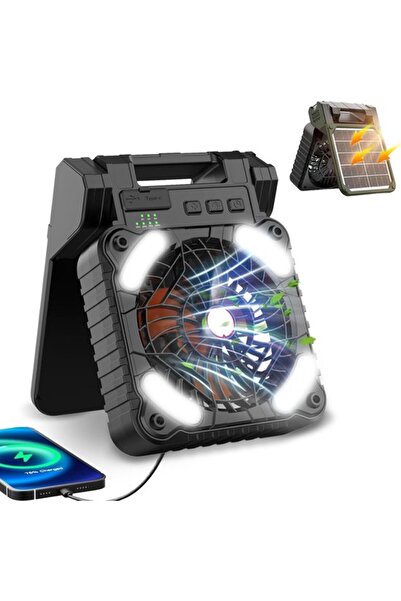 Morvena Picks Ventilator solar portabil cu lampă, reîncărcabil de 5200mAh, pl...