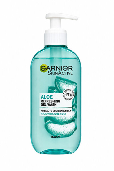 Garnier Refreshing Facial Cleansing Gel Containing Aloe Vera for Normal and C...