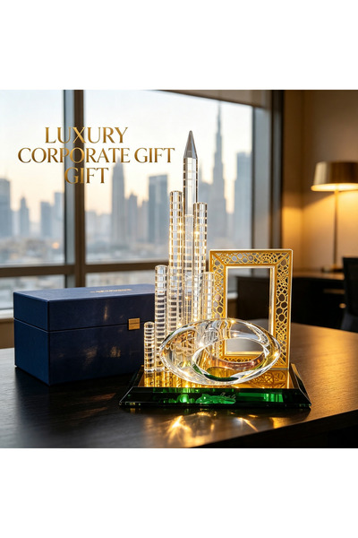 ARIANA Premium Dubai Skyline Crystal Souvenir Decor, Modern Tower Sculpture w...