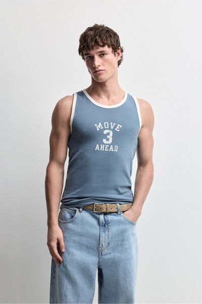 LEFTIES Kontrast detaylı baskılı askılı t-shirt