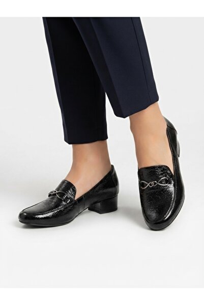 Rüya Shoes Patent Leather Silver Buckle Comfortable Classic Heeled Genuine Le...