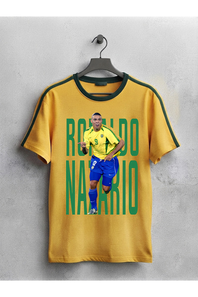 MAGORS Tricou Ronaldo Nazario imprimat unisex, oversize, cu gât crewneck, Bra...